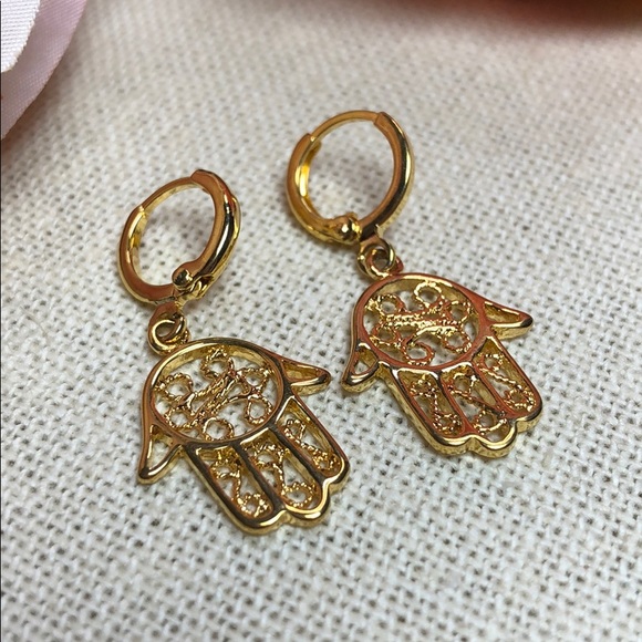 Jewelry - 🧿Gold Boho Hamsa Hand Protection Earrings